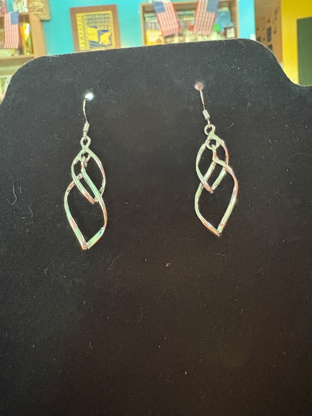 Elegant Silver-Tone Twisted Drop Earrings - Women Jewelry